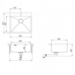 Мойка кухонная AquaSanita Steel AIR 100 N-T graphite