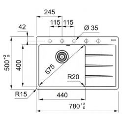 Мойка кухонная FRANKE CNG 611/211-78 TL серый, чаша слева