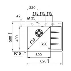 Мойка кухонная FRANKE CNG 611/211-62 TL серый чаша слева