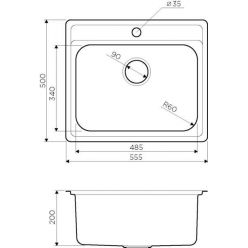 Мойка кухонная Omoikiri Ashi 56-IN нержавеющая сталь