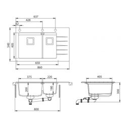 Мойка кухонная AquaSanita Delicia Plus GQD 150 W 202 AW alumetallic