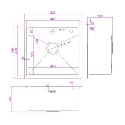 Мойка кухонная из нержавеющей стали ARFEKA AF 520x490 BLACK PVD NANO