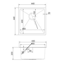 Мойка кухонная из нержавеющей стали ARFEKA AF 440x440 SATIN