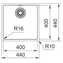 Мойка кухонная Franke FEX 110-40 44x44 со стоп-вентилем, нержавеющая сталь