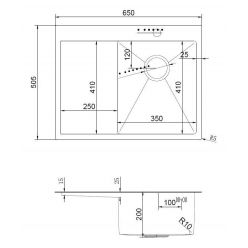 Мойка кухонная из нержавеющей стали ARFEKA AF 650*505 R BLACK PVD NANO