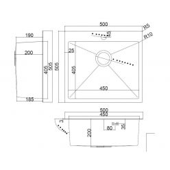 Мойка кухонная из нержавеющей стали ARFEKA AF 500*505 BLACK PVD NANO