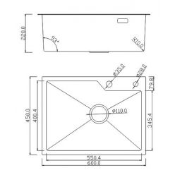 Мойка Roxen Wellnes 600х450х220, 560240-60 сатин