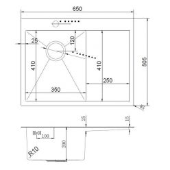 Мойка кухонная из нержавеющей стали ARFEKA AF 650*505 L SATIN