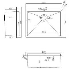 Мойка кухонная из нержавеющей стали ARFEKA ECO AR 600*500 GOLDEN PVD NANO