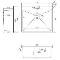 Мойка кухонная из нержавеющей стали ARFEKA ECO AR 600*500 SATIN
