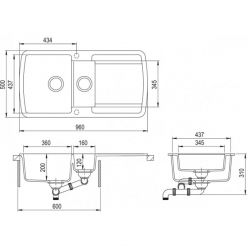 Мойка кухонная AquaSanita Lira SQL 151 202 AW Alumetallic