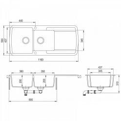 Мойка кухонная AquaSanita Lira SQL 201 601 AW Black Metallic