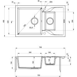 Мойка кухонная Deante Andante ZQN_N513 78x49 черная