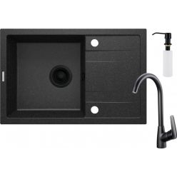 Мойка кухонная Deante Corio ZRCC2113 67x44 графит с сифоном и смесителем