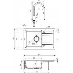 Мойка кухонная Deante Corio ZRCC2113 67x44 графит с сифоном и смесителем