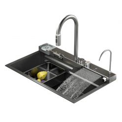 Мойка кухонная из нержавеющей стали ARFEKA SENSOR ECO AR 750*450 BLACK NANO