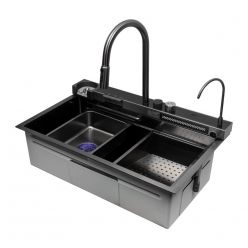 Мойка кухонная из нержавеющей стали ARFEKA SENSOR ECO AR 750*450 BLACK NANO