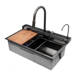 Мойка кухонная из нержавеющей стали ARFEKA SENSOR ECO AR 750*450 DECOR BLACK