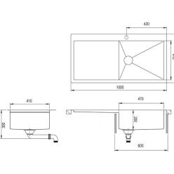 Мойка кухонная AquaSanita Steel LUNA 101 M-R 100х51