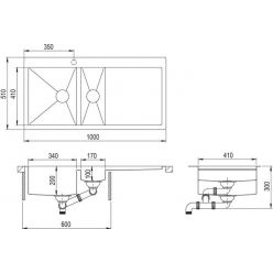 Мойка кухонная AquaSanita Steel LUNA 151 M-L 100х51