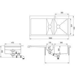Мойка кухонная AquaSanita Steel LUNA 151 M-R 100х51