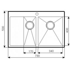 Мойка кухонная Aquasanita Steel LUNA 151N-R 78x50