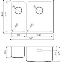 Мойка кухонная Omoikiri Tadzava 58-2-U/IF 58x44 нержавеющая сталь