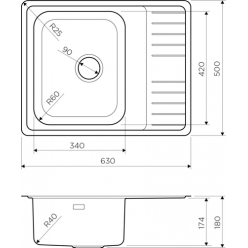 Мойка кухонная Omoikiri Sagami 63-IN 63x50 нержавеющая сталь (универсальная)