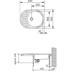 Мойка кухонная FRANKE ROG 611С 62x50 ваниль