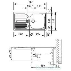 Мойка кухонная FRANKE ETN 614 78х43,5