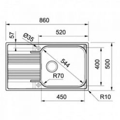 Мойка кухонная FRANKE Smart SRX 611-86 85x50
