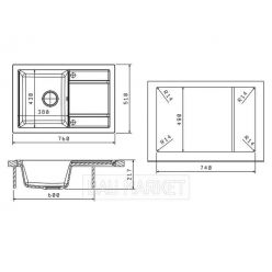 Мойка кухонная Florentina Липси 76 см антрацит (20.160.D0760.302)