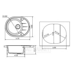 Мойка кухонная Florentina Родос 62 см антрацит (20.245.B0620.302)