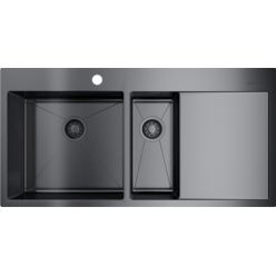 Мойка кухонная Omoikiri Akisame 100-2-GM-L 4973103 вороненая сталь