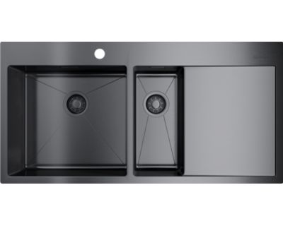 Мойка кухонная Omoikiri Akisame 100-2-GM-L 4973103 вороненая сталь
