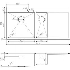 Мойка кухонная Omoikiri Akisame 100-2-GM-L 4973103 вороненая сталь