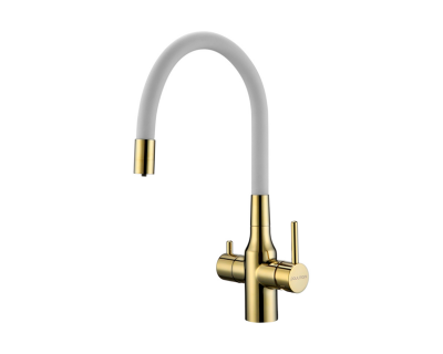 Смеситель PAULMARK SALIX Sa213419-Gw, (золото/белый)