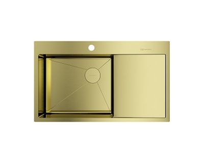 Кухонная мойка из нержавейки Omoikiri Akisame 86-LG-L Side светлое золото