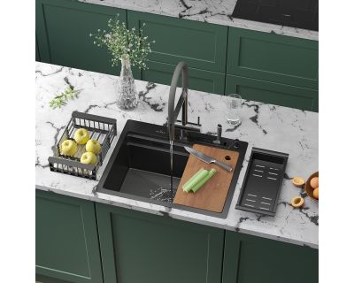 Кухонная мойка Roxen Stage 60-BS графит (текстурное покрытие)