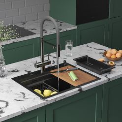 Кухонная мойка Roxen Stage 60-BS графит (текстурное покрытие)