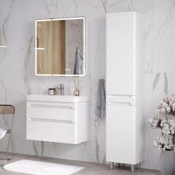 Шкаф с зеркалом Equil Nice LED 80 с часами, правый, белый