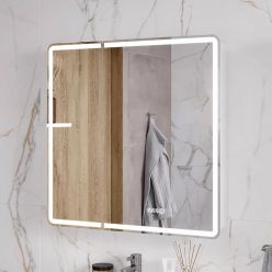 Шкаф с зеркалом Equil Nice LED 80 с часами, правый, белый