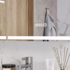 Шкаф с зеркалом Equil Nice LED 80 с часами, правый, белый