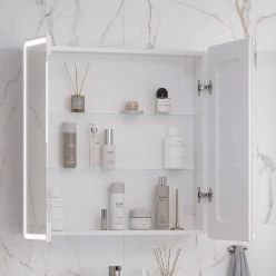 Шкаф с зеркалом Equil Nice LED 80 с часами, правый, белый