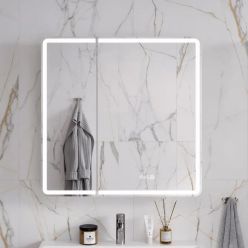 Шкаф с зеркалом Equil Nice LED 80 с часами, правый, белый