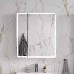 Шкаф с зеркалом Equil Nice LED 70 с часами, правый, белый