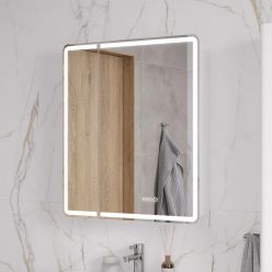 Шкаф с зеркалом Equil Nice LED 70 с часами, правый, белый