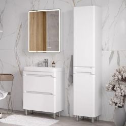 Шкаф с зеркалом Equil Nice LED 70 с часами, правый, белый