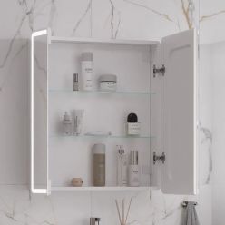 Шкаф с зеркалом Equil Nice LED 70 с часами, правый, белый