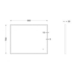 Зеркало Roxen Sigma Gun Metall 90x70 с подсветкой